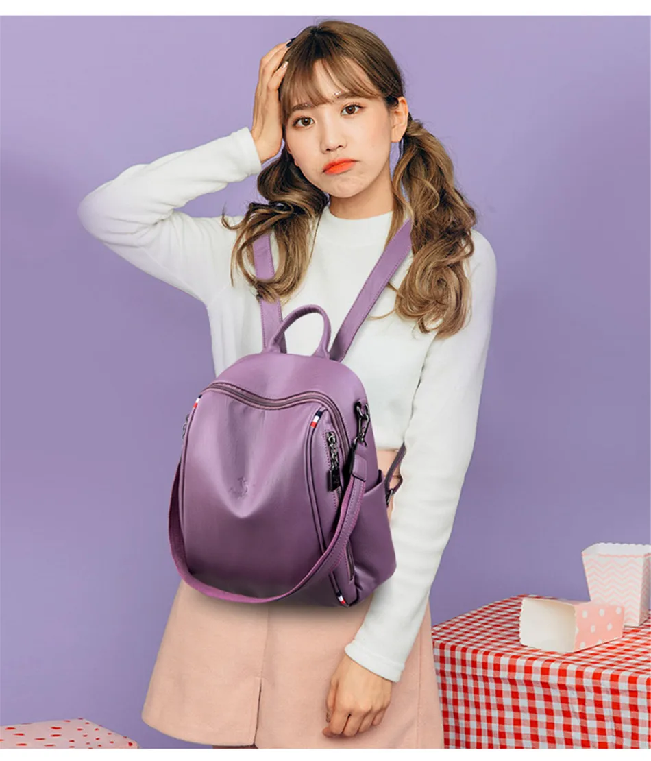 Женский кожаный рюкзак, Mochilas mujer, светильник, роскошные женские сумки через плечо, Sac a Dos, женский рюкзак для путешествий, Одноцветный, новинка