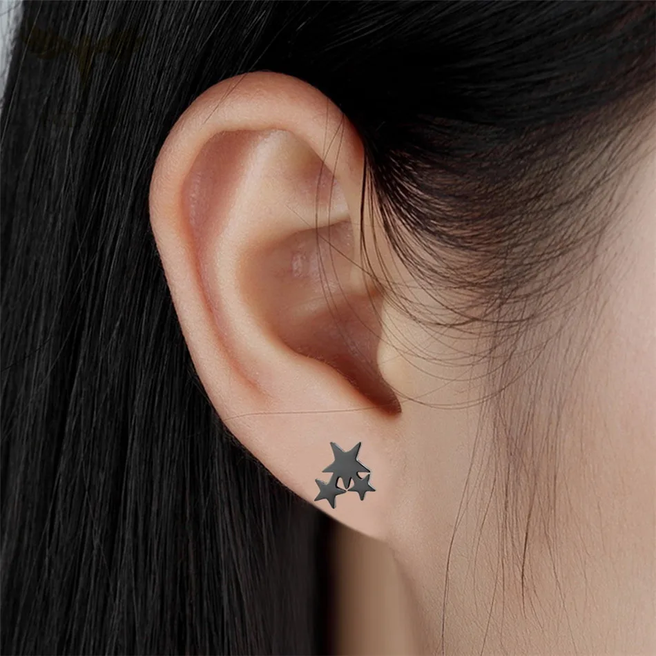 Wholesale Stainless Steel Earrings for Girls Woman Geometry Star Minimalist Studs Women Jewelry|Серьги-гвоздики| |