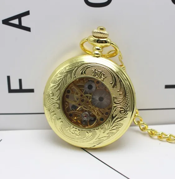 

Mechanical Pocket Watch Unisex Phoenix Wings Carving Design Hand Wind Classic Elegant Skeleton Fashion Pocket Fob Watch GIFT