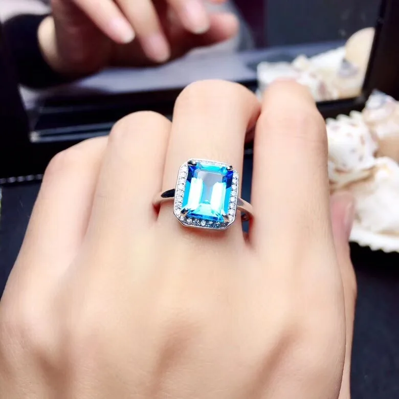 Пара колец из природного топаза Lover's кольцо 925 пробы Серебристый Высота