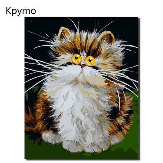 Kpymo DIY картина маслом в рамке по номерам кошки картины животные холст живопись для гостиной стены Искусство домашний декор VA-0244 - Цвет: VA-0356