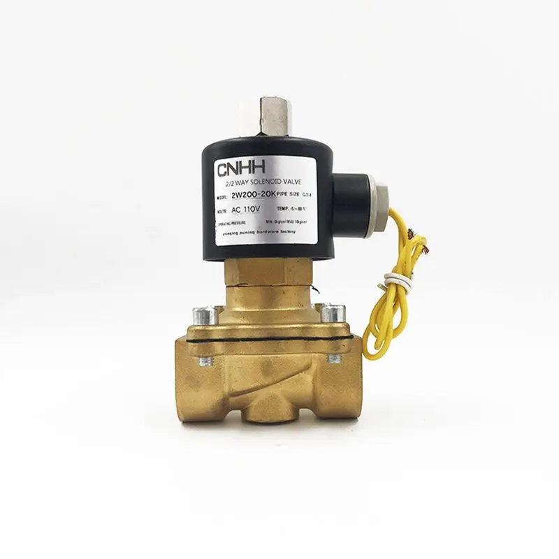 Нормально открытый латунный электромагнитный клапан DN15 для воды масла газа 1/4