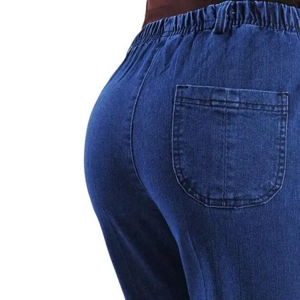 Женские джинсы с вышивкой Длинные шаровары высокой эластичной талией 2019 7xl WF398 на