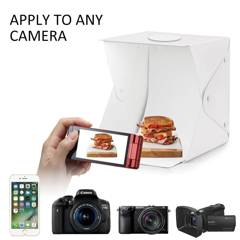 Portable Table Photo Studio Lighting Box 16 inch Mini Foldable LED Light Softbox Kit with 4 Colors Backdrops For Photography | Электроника