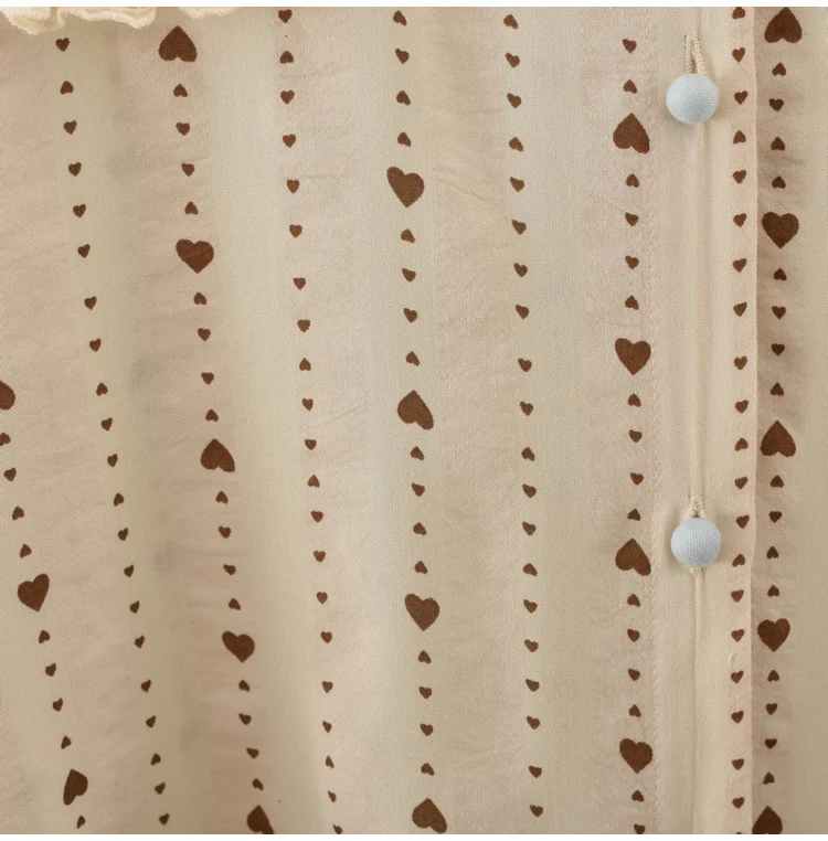 Кружевная рубашка с воротником в стиле Питера Пэна милым принтом сердца Новинка