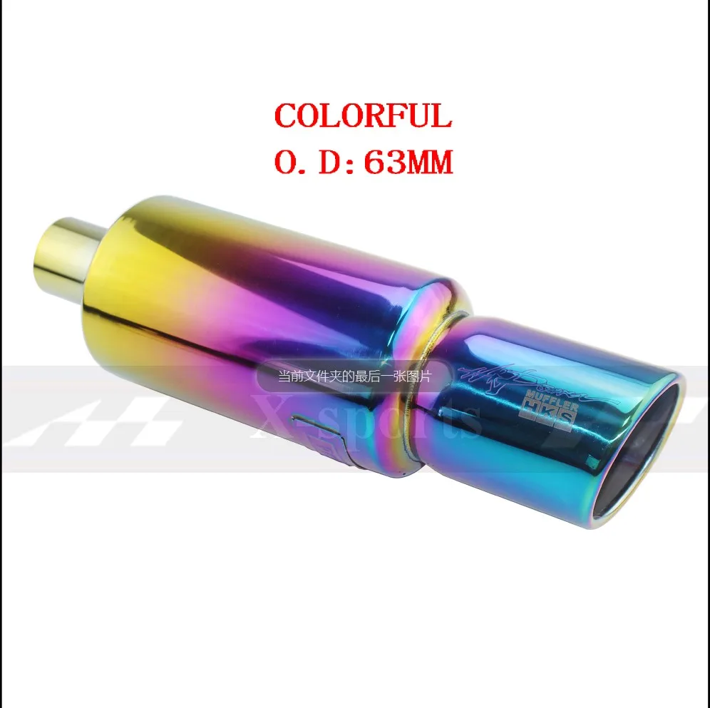 COLORFUL O.D 63MM Автомобильный мотоцикл Выхлопная система выхлопная труба глушитель наконечник Универсальный нержавеющая сталь ID 51 мм 57 мм 63 мм выход 89 мм Глушитель выхлопная труба - Цвет: COLORFUL O.D 63MM
