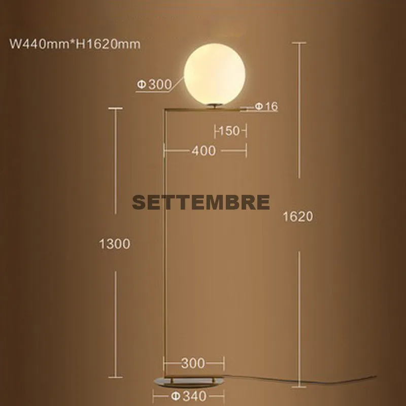 SETTEMBRE стеклянный глобус напольные лампы для гостиной золото Metel светильник
