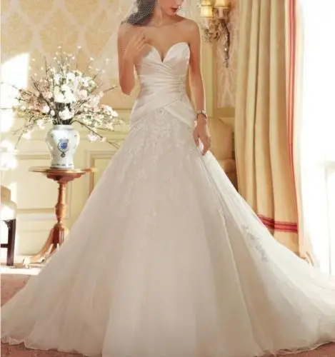 Элегантный Белый/Слоновая Кость Милая-Line Свадебное Платье Vestidos де novia 2016 Robe de Mariage