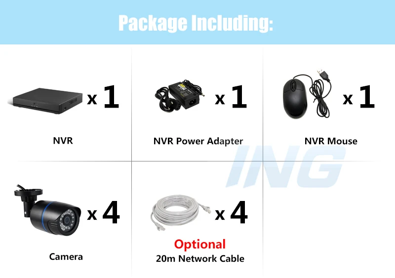 4CH POE 1080P CCTV IP камера система Комплект HD 4-канальный NVR 4 шт. 1920x1080P 2.0MP Водонепроницаемая камера комплект видеонаблюдения