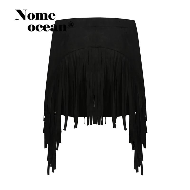 Женские шорты в стиле панк с бахромой и Летние черные Асимметричные высокой