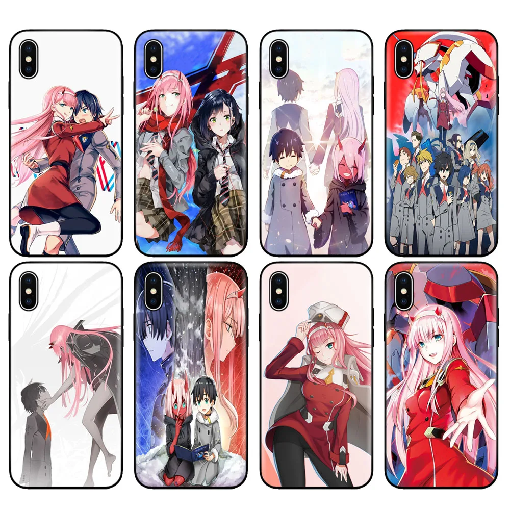 Черный чехол из ТПУ для iphone 5 6 6s 7 8 plus x 10 XR XS 11 pro MAX Darling in the Franxx|Бамперы| |