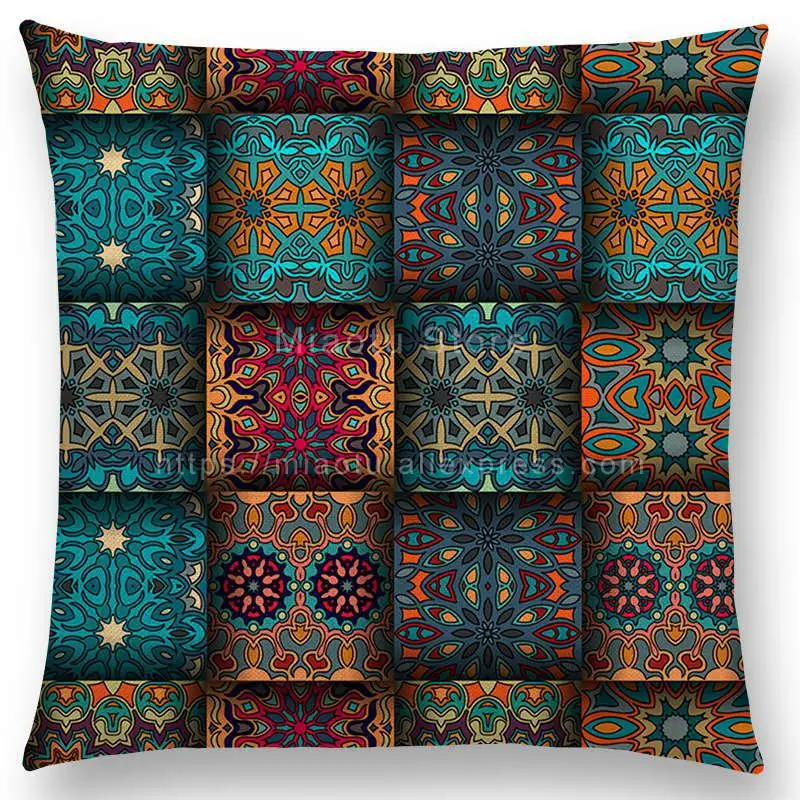 Boho красочная абстрактная Этническая Цветочная Подушка Чехол узор мандалы принты Винтаж пэчворк геометрический диван наволочка - Цвет: a012617