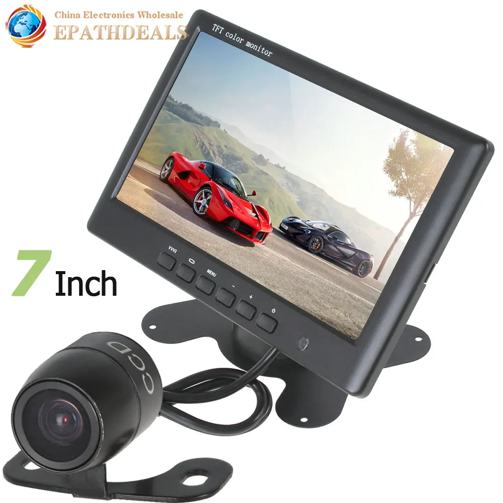 7 дюймов Цвет HD TFT ЖК-дисплей автомобиля зеркало заднего вида монитор 800x480 2 видео