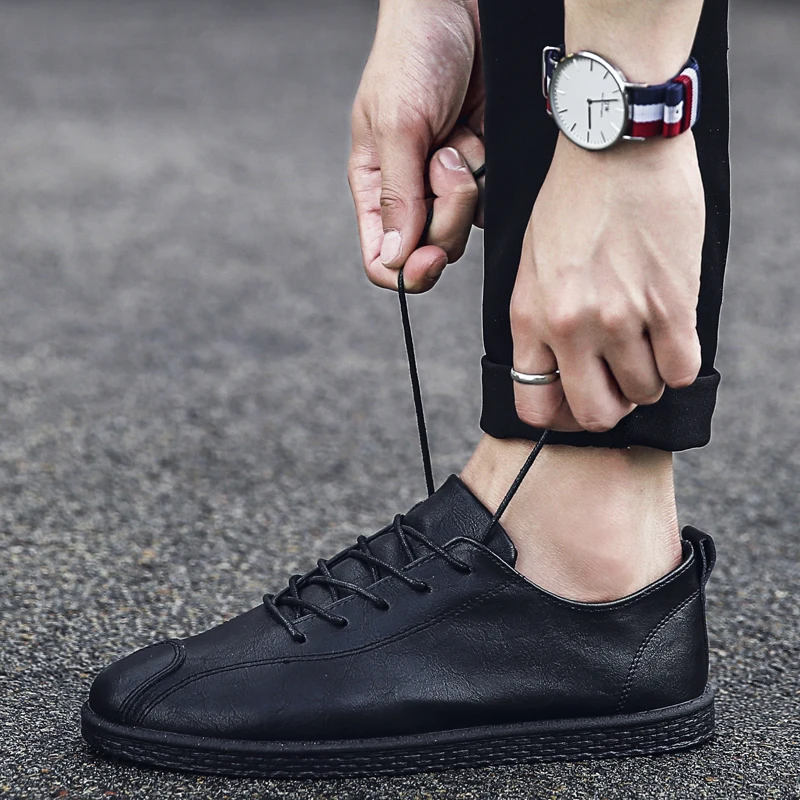 2018 Новая модная брендовая обувь мужская повседневная из мягкой кожи