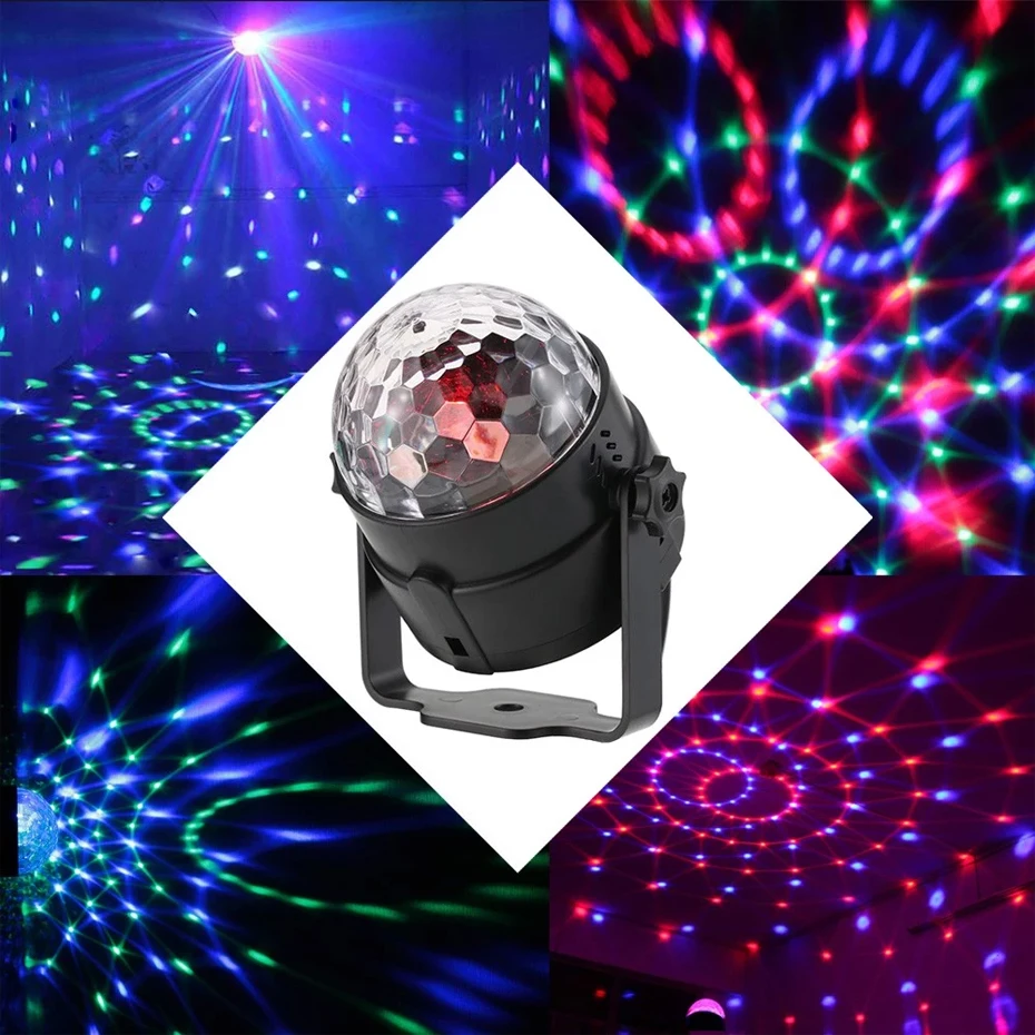 ALIEN 3 Вт RGB светодиодный хрустальный магический шар DJ диско-шар Lumiere звуковая активация сценическое освещение музыкальный эффект Рождественская вечеринка праздник