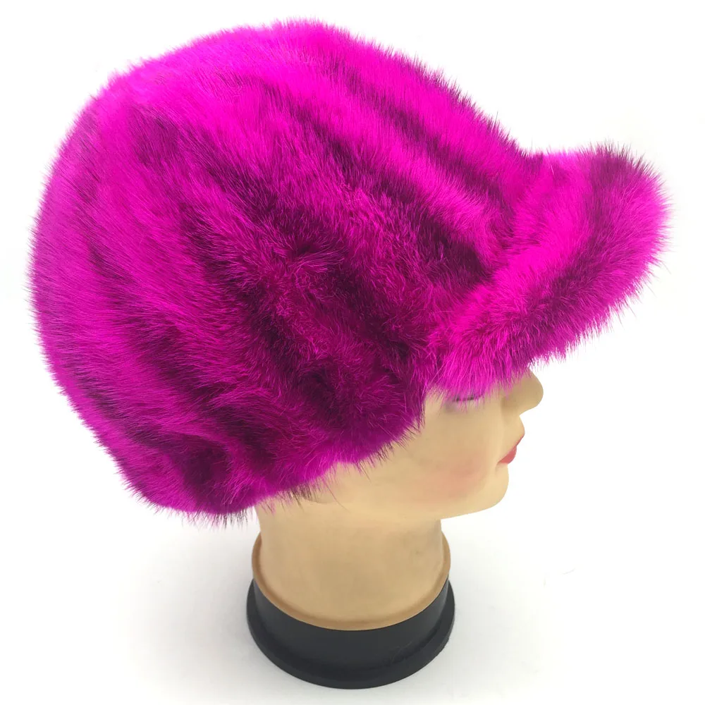 Элегантная женская модная шапка из натурального меха норки Регулируемая