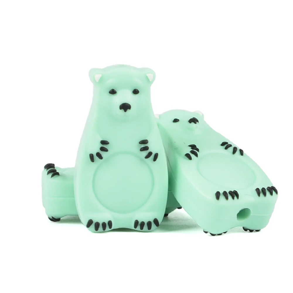 LOFCA-Mini oso Polar de silicona para beb&eacute;, mordedor de animales sin BPA, juguetes de dentici&oacute;n para beb&eacute;, lote de 5 uds.-3