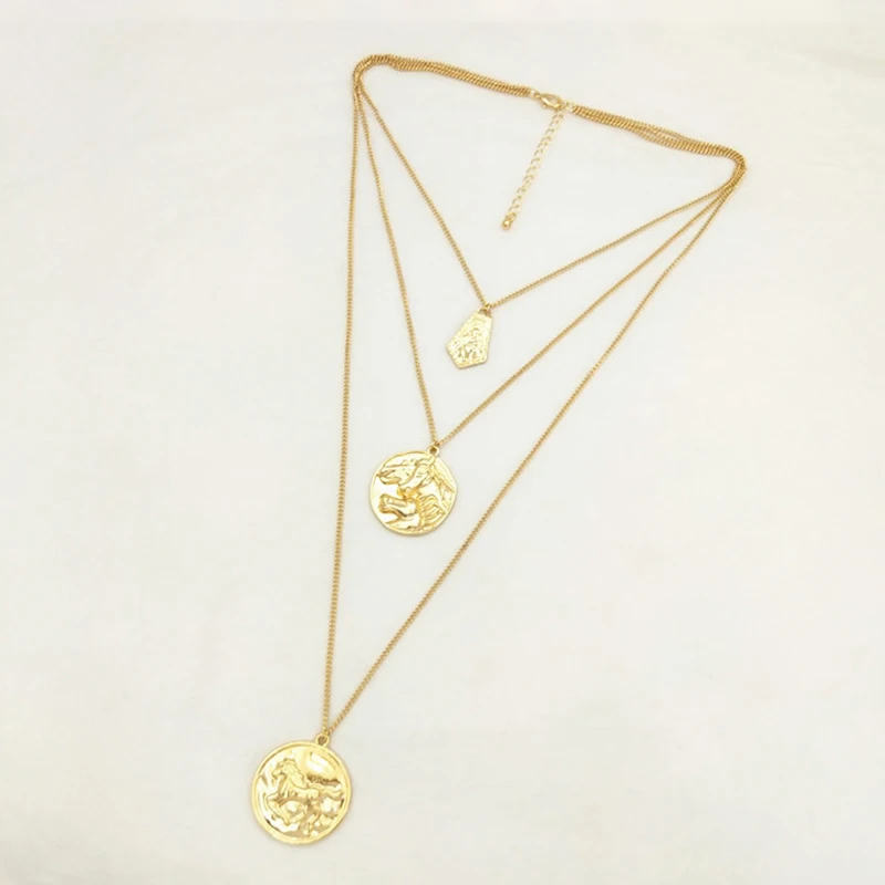 SRCOI женское многослойное ожерелье с единорогами цепочкой в виде коня и рисунком