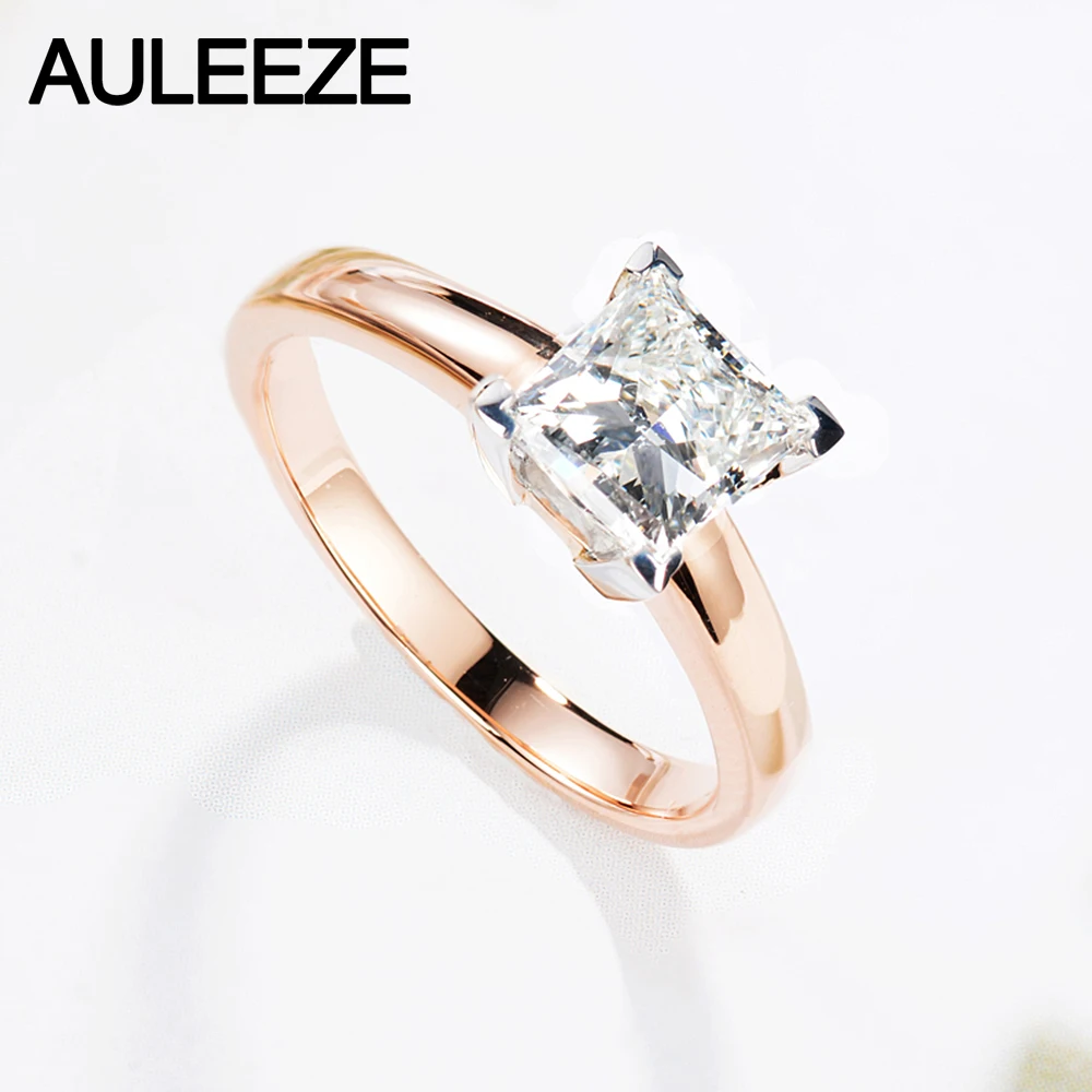 Женское Обручальное кольцо с камнем AULEEZE розовое белое золотое на заказ 1