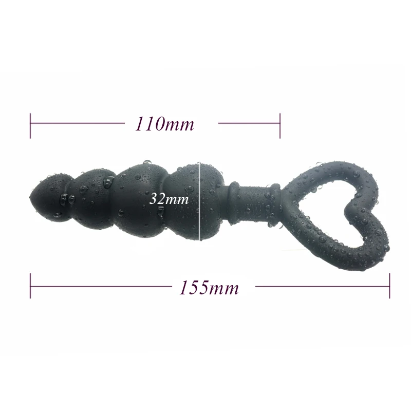 Новая силиконовая черная ручка в форме сердца Анальная бусина пробка для пар