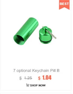 Mini Portable Waterproof Aluminum Silver Pill Box Pill Case Bottle Cache Drug Holder Container With Key-Chain Key Holder