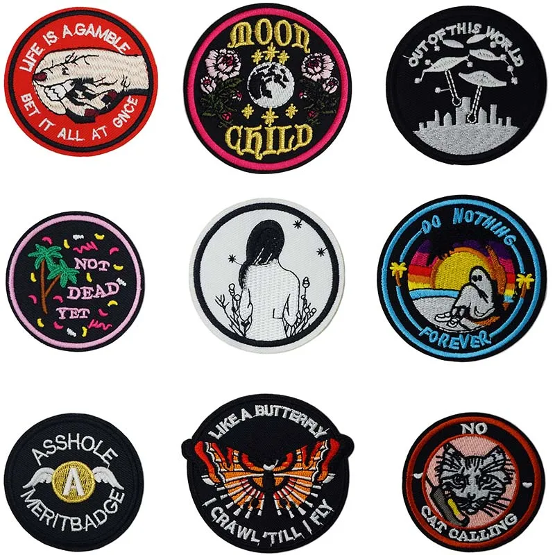 ПРИШИТАЯ вышитая аппликация Alien Eye Round Hill cool Iron On Patches для куртки наклейки на одежду
