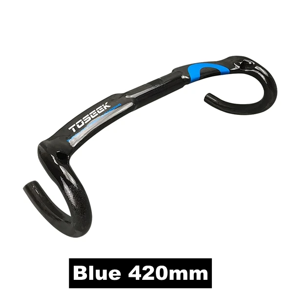 Blue 420mm Toseek углеродное волокно руль велосипеда изогнутый руль велосипеда для шоссейного велосипеда горный велосипед 400/420/440 мм 31,8 мм - Цвет: Blue 420mm