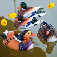 2pcslot garden ornaments outdoor floating duck lawn pool animal craft pond resin flamingo miniature figurines decoration