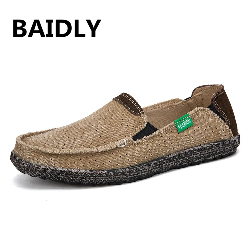 Мужские холщовые кроссовки без шнуровки дышащие кеды из денима Повседневная