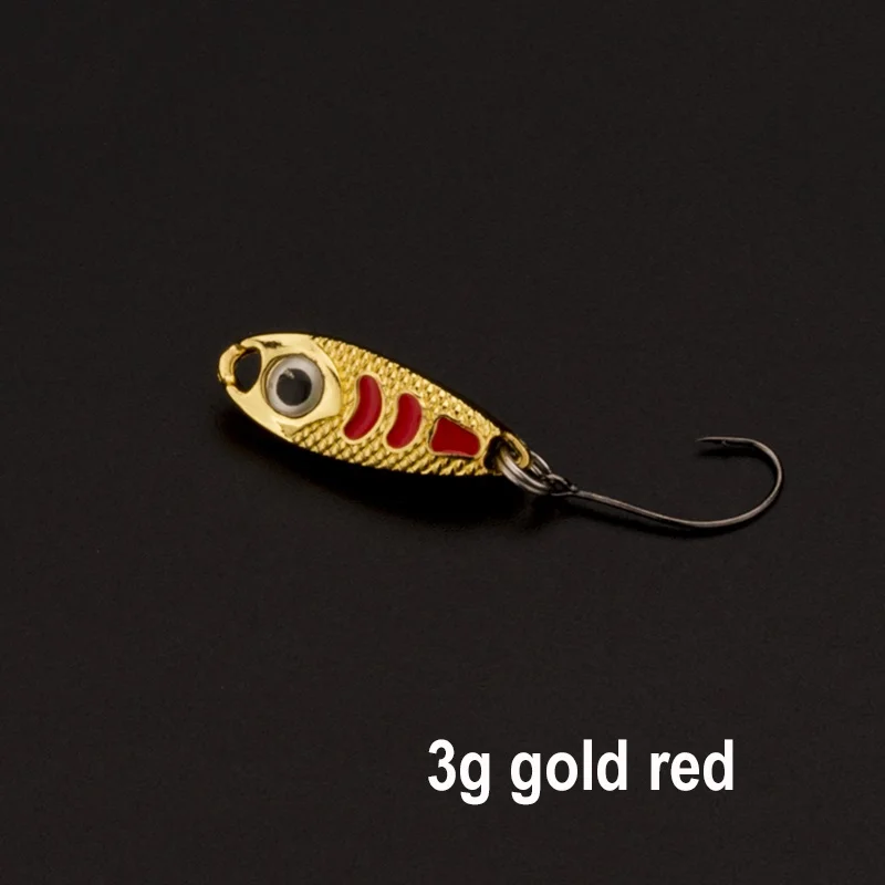 3g gold red Ложка рыболовные приманки 1,5g 3g 5g приманки металлические ложки с блестками, искусственная приманка isca карп рыбалка pesca бас воблер - Цвет: 3g gold red