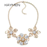 kaymen multi layers 3 flowers double colors statement pendant necklace for girl golden women choker necklace