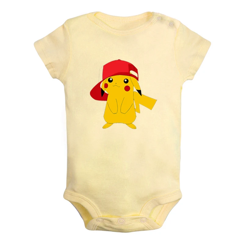 JaBaby243YD Одежда с шапочкой Пикачу и покемонами для новорожденных мальчиков и девочек; Униформа-комбинезон с принтом; боди для младенцев; комплекты одежды из хлопка - Цвет: JaBaby243YD