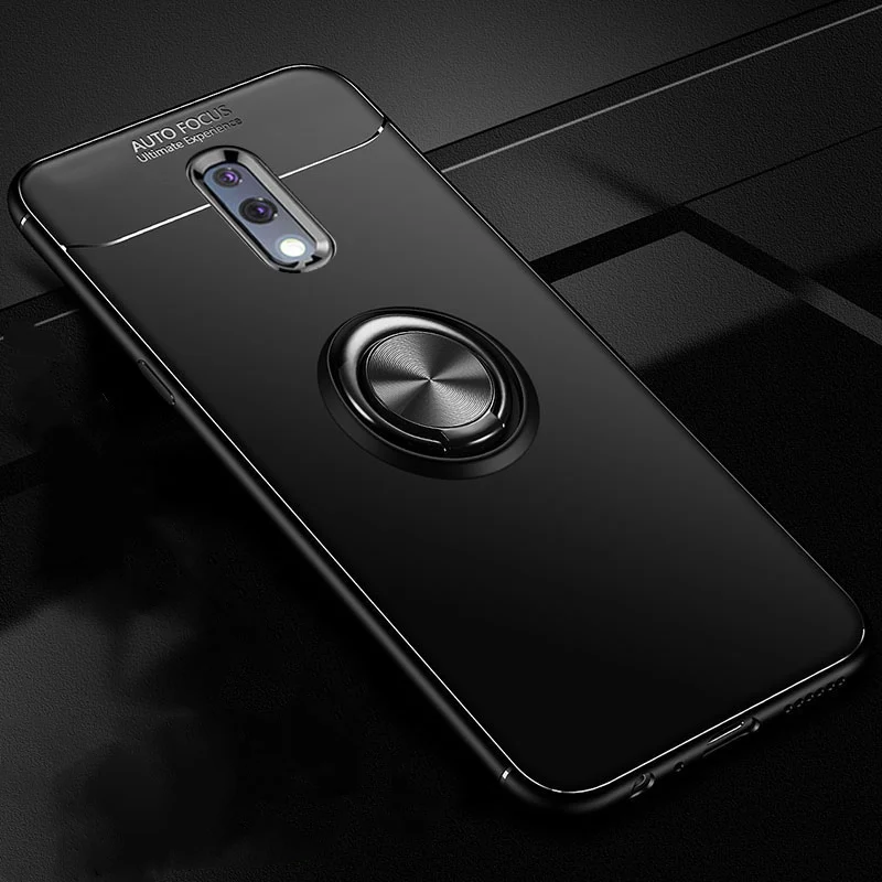 Для OPPO Realme X Чехол подставка с магнитным кольцом силиконовая Мягкая задняя крышка