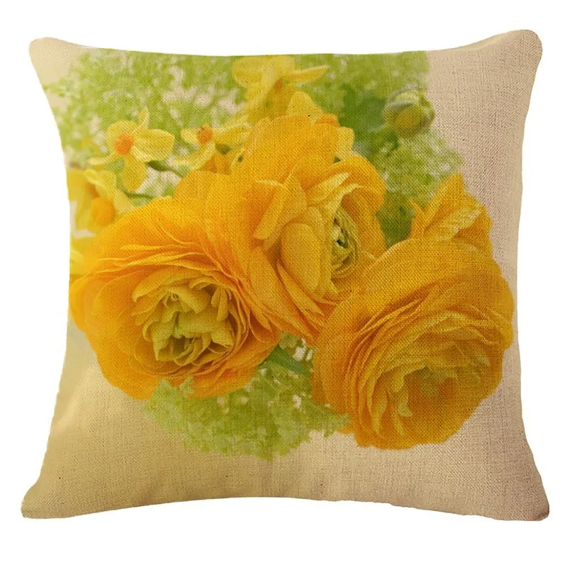 1 Pcs 45cm X Yellow Rose Pattern Cushion Cover Comfortable Cotton Pillow Case Sofa Bed Decorative Pillows | Дом и сад