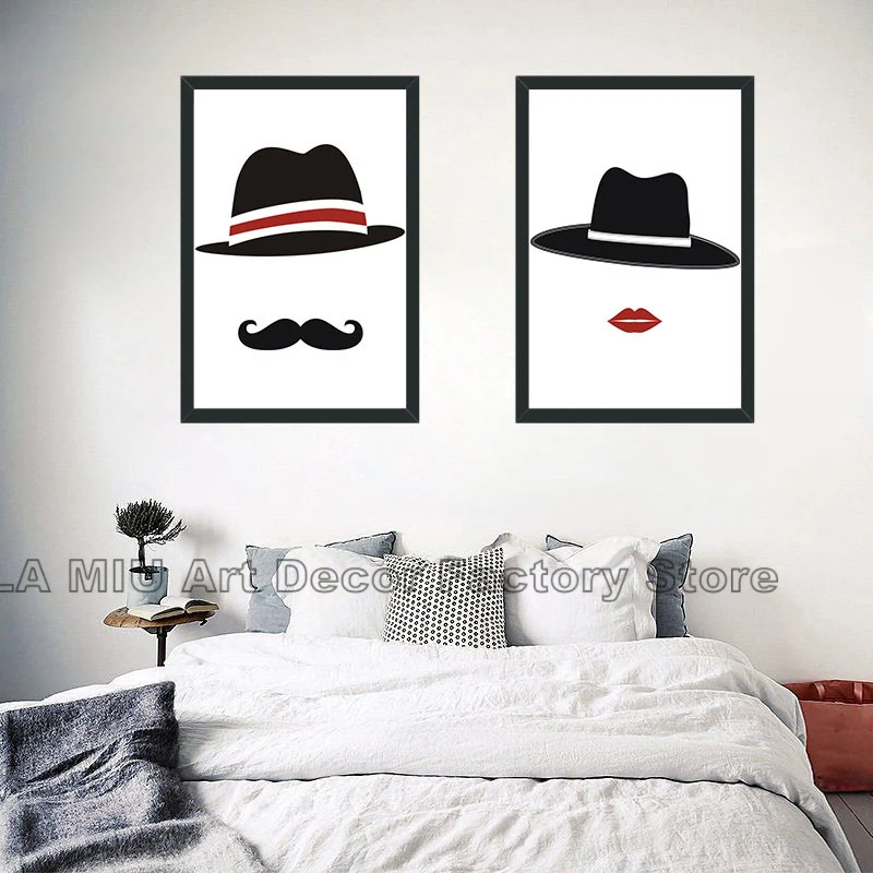 Nordic Poster Modern Home Decoracion Lovely Hat Decoration For Both Men And Women Canvas Painting Wall Art HD Prints Unframed | Дом и сад