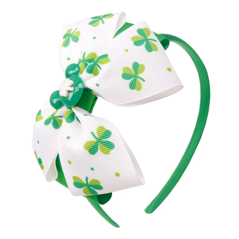 Hair Accessories Green Bow Bands St patrick's day Headband For Girls Shamrock Head Hoop Handmade Festival Headwear | Аксессуары для