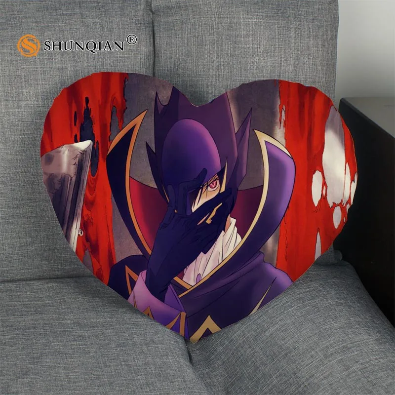 

Custom Pillowcase Cover Code Geass Heart Shape zipper Pillow Cover Best Gift Size 41x36cm,47x42cm
