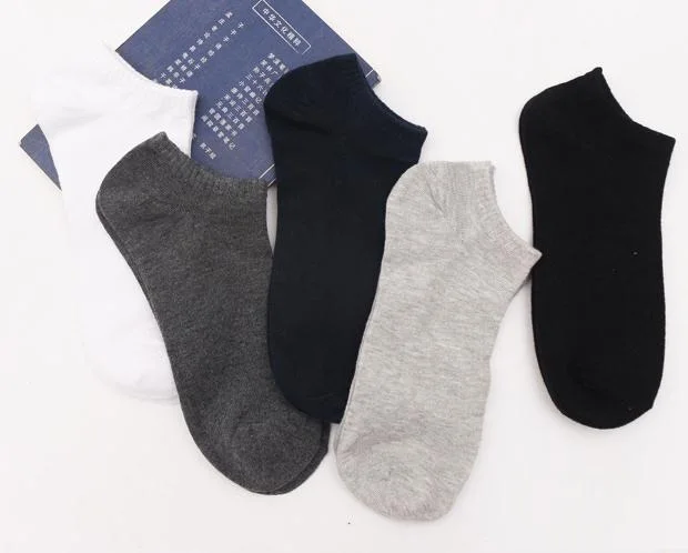 

5Pairs Men's Cotton Socks Ankle Socks Male Summer Breathable Socks Men Black White Bobbysocks Big Size EUR 43-46