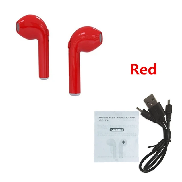 A pair red I7s TWS беспроводные наушники спортивные наушники I7 Bluetooth наушники гарнитура с микрофоном для смартфона IPhone Xiaomi samsung huawei LG - Цвет: A pair red