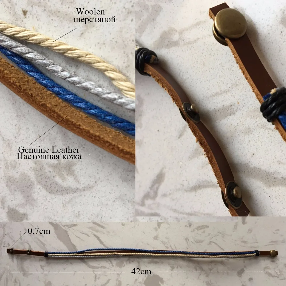 Новинка 2017 Обёрточная бумага кожаные браслеты и для мужчин женщин Pulseira masculina