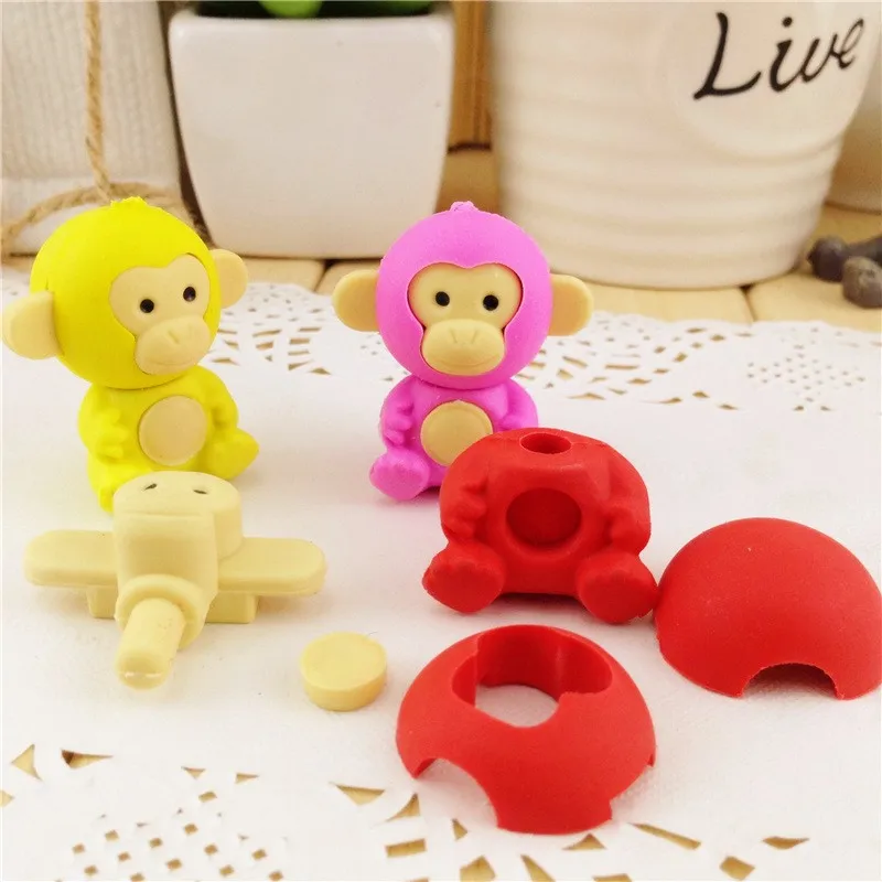 36 шт/лот милый канцелярский обезьяна резиновый ластик для детей Kawaii 3d ластик с животным из мультфильма корейский Канцтовары офисный школьный поставка