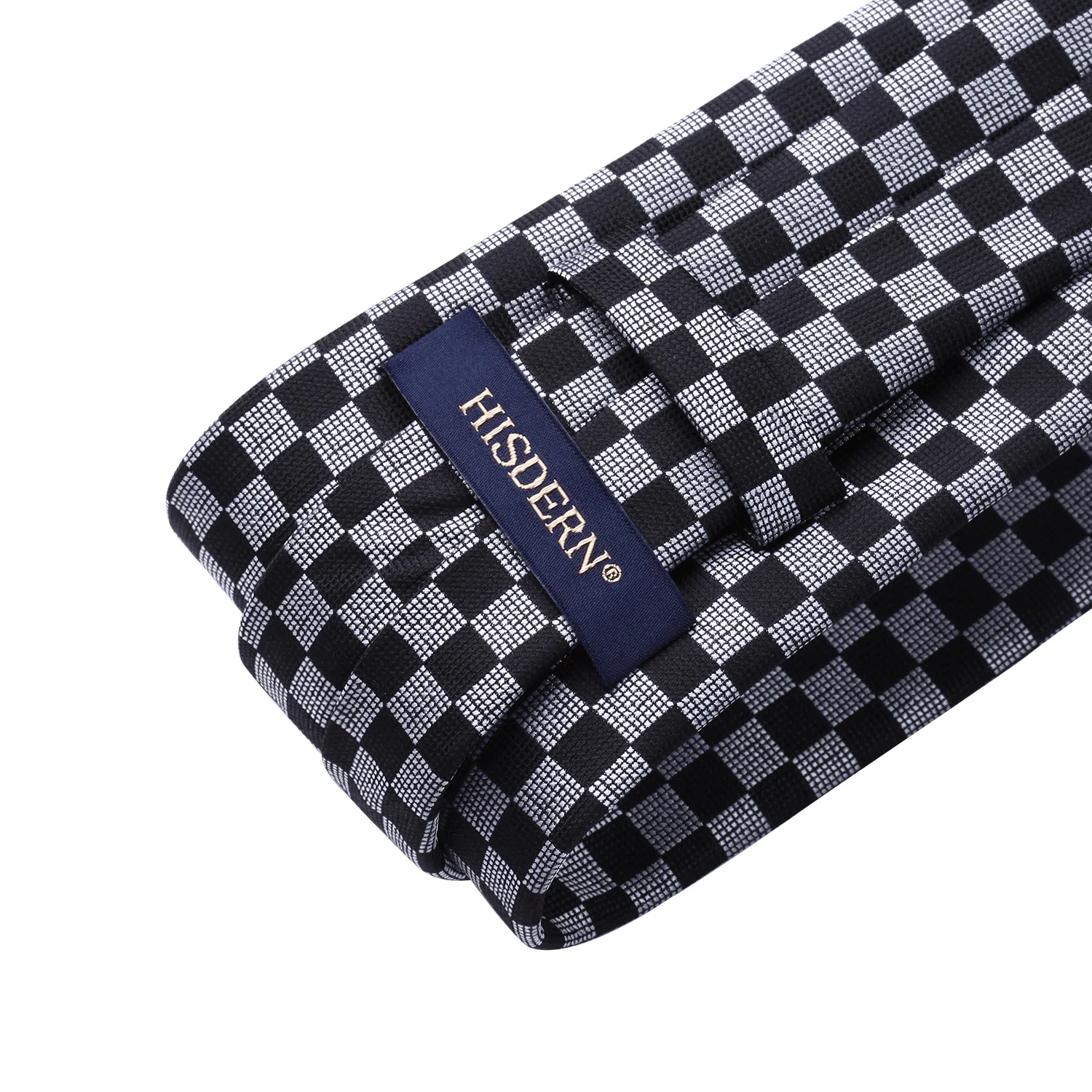 Тканый мужской галстук Модный черный серый клетчатый Набор платков и галстуков в