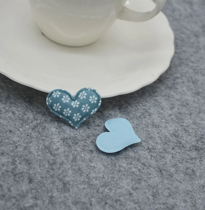 

3.8*3cm 60pcs/lot 3 style Brocade heart diy Padded Applique For Children cloth Headdress Accessories free shipping