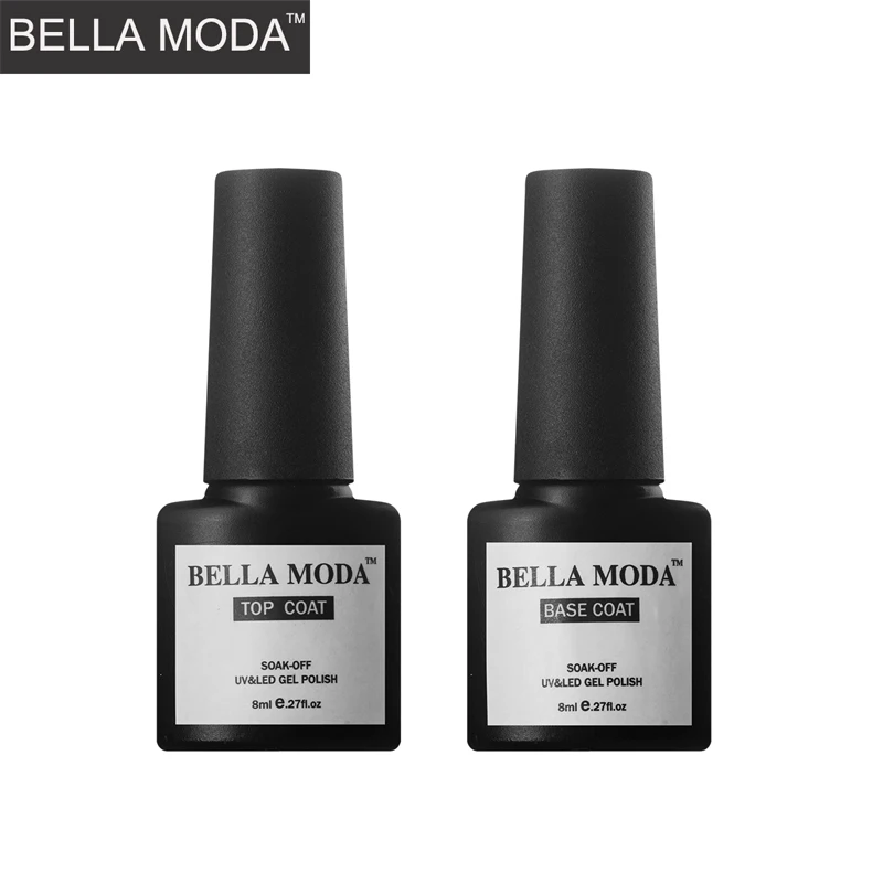 УФ лак для ногтей BELLA MODA 8 мл верхнее покрытие и Базовое Праймер гель нанесения