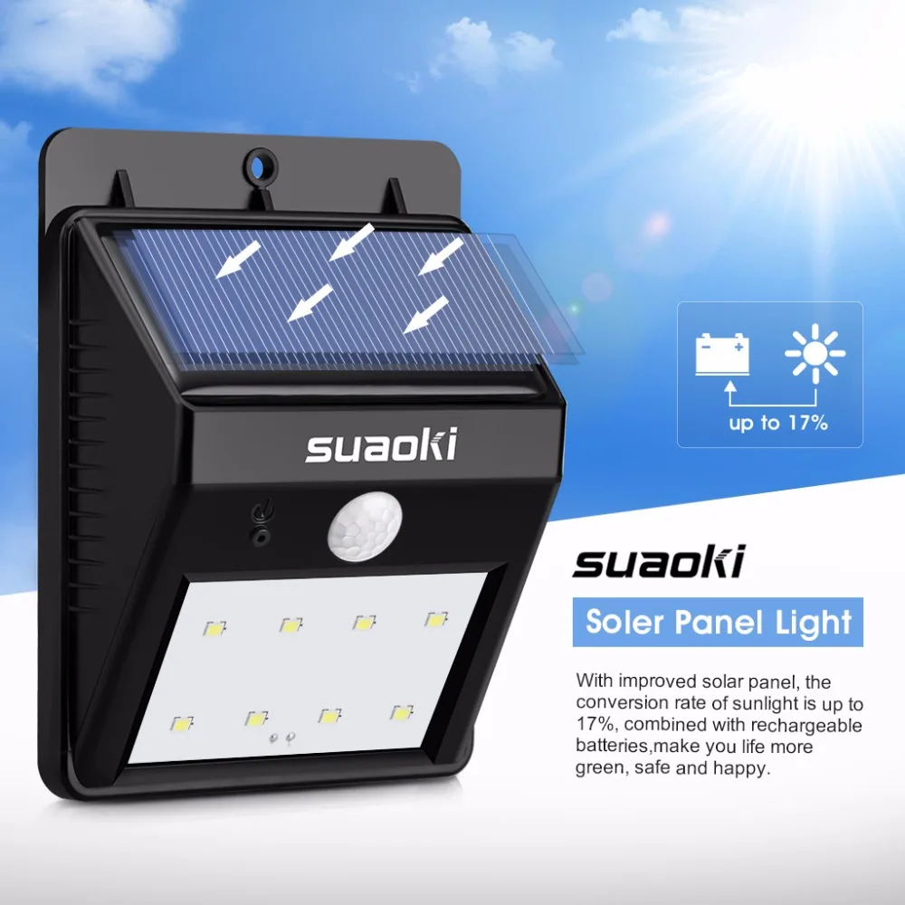 Suaoki 600 мАч батарея солнечная панель светодиодный светильник задний двор Открытый