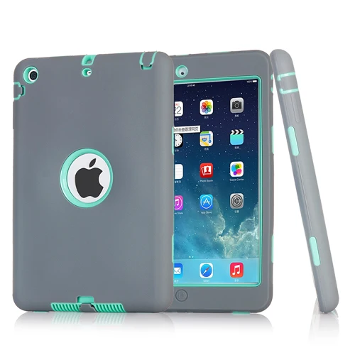 grey mint green Модный бронированный чехол для iPad mini 1 2 3 iPad mini 3 mini 2 7,9 дюймов чехол для планшета, безопасный для детей сверхпрочный силиконовый Жесткий Чехол+ ручка - Цвет: grey mint green