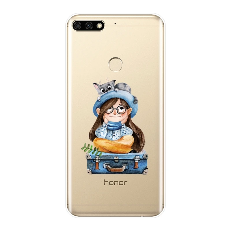 Чехол для телефона Huawei Honor 7 8 9 10 Lite силиконовый мягкий мультяшный чехол накладка 7S