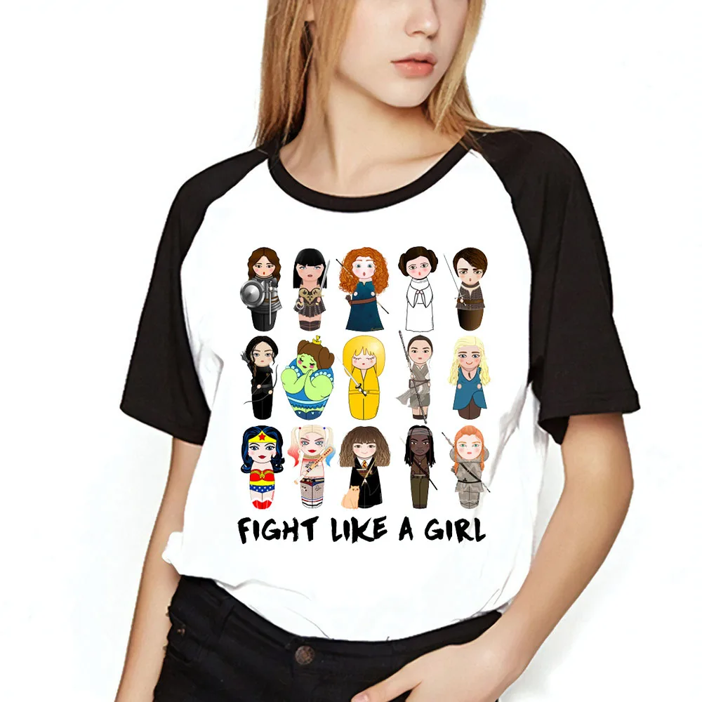 Женская футболка Fight Like A Girl Strong Girl Icons Xena Leia Arya Stark kitniss Daenerys Artsy Printed Бейсбольная Футболка для девочек