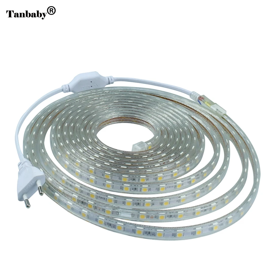 Светодиодная лента SMD5050 220 В перем. Тока 60 светодиодов/м Водонепроницаемая гибкая