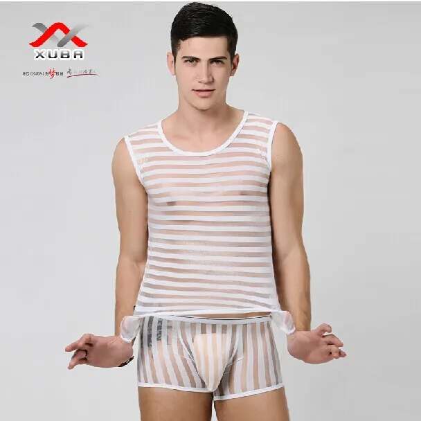 Мужская майка прозрачная мужская Сексуальная рубашка одежда модный жилет (s m l xl) |